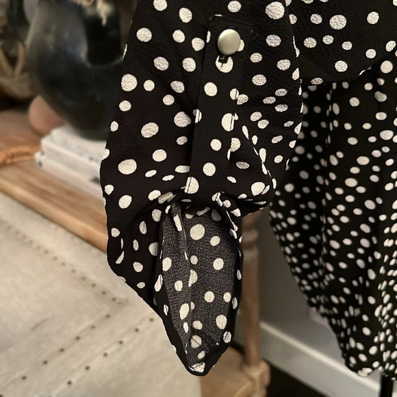 NY Collection 3/4 Push Tab Mandarin Collar Blouse with Front Pleats Size Small - Picture 5 of 7